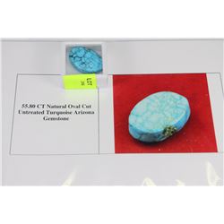 55.80CT NATURAL OVAL CUT UNTREATED TURQUOISE