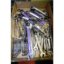 BOX FULL OF OPEN/CLOSED END WRENCHES
