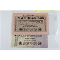 LOT OF 2 GERMAN BANK NOTE INCL.FIVE MILLION X2