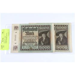 LOT OF 2-GERMANY 5000 MARKS UNCIRCULATED  BANK