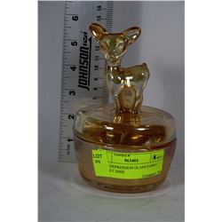1930'S DEPRESSION GLASS FAWN TRINKET DISH
