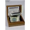Image 1 : GEMSTONE WOODEN BOX WITH FOREIGN CURRENCY