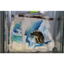 2-ABORIGINAL BEAR ON HIDE W/LEATHER AND WOOD