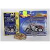Image 1 : TWO DIE CAST MOTORCYCLES & HARLEY DAVIDSON BELT