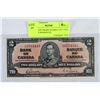 Image 1 : NICE HIGH GRADE SCARCE 1937 TWO DOLLAR BANKNOTE