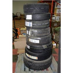 PALLET OF 8 NEW TIRES BRAND NAMES INCL. HANKOOK,