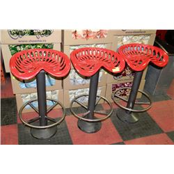 HAUSER RED TRACTOR SEAT STOOL X3