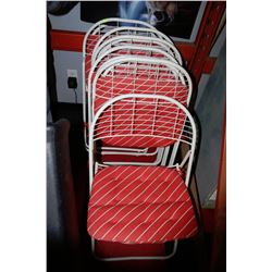 SET OF 6 CLASSIC WHITE AND RED METAL FOLDING