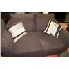 Image 2 : LARGE BROWN FABRIC SOFA AND LOVE SEAT WITH