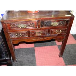 WOOD CARVED 5 DRAWER WRITING DESK