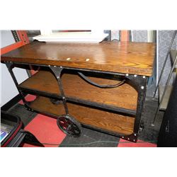 NEW RAILROAD STYLE WOOD AND METAL COFFEE TABLE