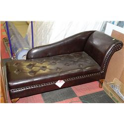 NEW BROWN LEATHERETTE STORAGE CHAISE LOUNGE CHAIR
