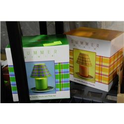 LOT OF 2 JAR CANDLE SHADE& PLATE SETS