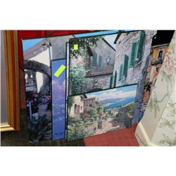 LOT OF 5 ITALIAN PAINTED PICTURES ON WALL PLAQUES