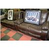 Image 1 : NEW BROWN LEATHER ELECTRIC  RECLINING SOFA