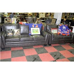 NEW CHARCOAL LEATHERETTE SOFA AND LOVE SEAT