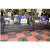 Image 1 : NEW CHARCOAL LEATHERETTE SOFA AND LOVE SEAT