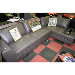 NEW GREY LEATHERETTE L SHAPE SECTIONAL