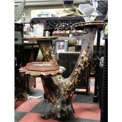 SOLID WOOD TREE TRUNK PLANT STAND
