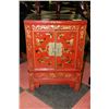 Image 1 : BLACK RED HANDPAINTED STYLE 2 DOOR CABINET