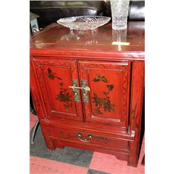 BLACK AND RED HANDPAINTED STYLE 2 DRAWER 1 DOOR