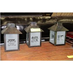 SET OF 3 CHINESE HANGING TEA LIGHT LANTERNS