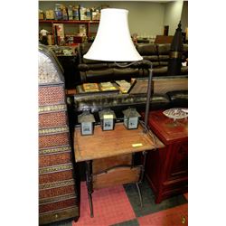 WOOD MAGAZINE RACK TABLE LAMP