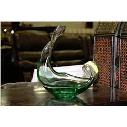 UNIQUE GREEN SWIRLING LEAF BOWL