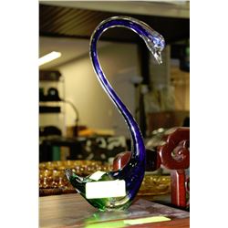 BLUE/GREEN ART GLASS SWAN