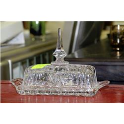 PINWHEEL CRYSTAL BUTTER DISH WITH LID