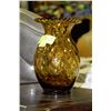 Image 1 : AMBER GLASS VASE WITH PINCHED EDGE TRIM