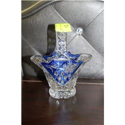 BLUE EVITA CRYSTAL BASKET DISH MADE IN GERMANY