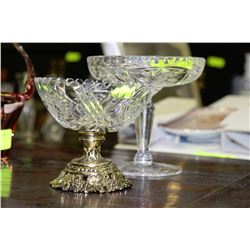 LOT OF 2 PINWHEEL CRYSTAL CANDY DISHES