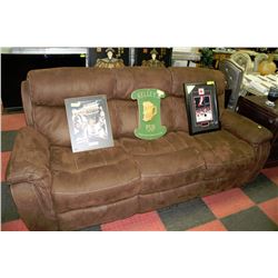 BROWN FABRIC RECLINING SOFA