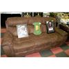 Image 1 : BROWN FABRIC RECLINING SOFA