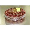 Image 1 : CRANBERRY CRYSTAL CANDY DISH WITH LID