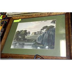WOOD FRAMED WITH MAT SCENIC PICTURE