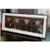 Image 1 : ORIGINAL STAINED GLASS WITH FRAME OF FLOWERS