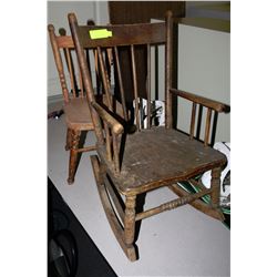 PAIR OF CHILDRENS ANTIQUE CHAIRS, WITH ROCKING