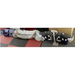 HEAD SKIS,POLES IN TRAVEL BAG WITH BINDINGS AND