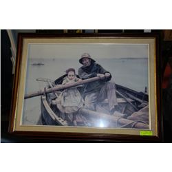ESTATE FISHERMAN WITH CHILD FRAMED PRINT
