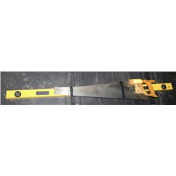 4' LEVEL AND WOOD HANDLE HANDSAW