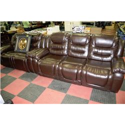NEW CHOCOLATE BROWN LEATHERE RECLINING SOFA AND