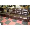 Image 1 : NEW CHOCOLATE BROWN LEATHERE RECLINING SOFA AND