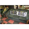Image 1 : GREEN COUCH AND CHAIR SET WITH WOOD ACCENTS