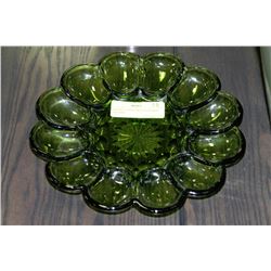 VINTAGE OLIVE GREEN COLORED EGG DISH
