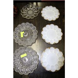 ESTATE COLLECTION OF 6 CLEAR AND MILK GLASS EGG