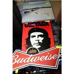 LOT OF 3 PICS INCL. BUDWEISER,CHE AND PAINTING