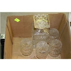 BOHEMIAN CRYSTAL DECANTER & 4 GLASSES