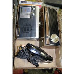 FLAT OF VINTAGE RADIO AND IRON